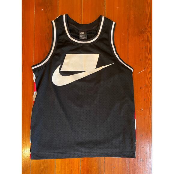 Nike NSW Reversible Tank Top Large Black Swoosh Red Check Mesh Jersey - Picture 8 of 10